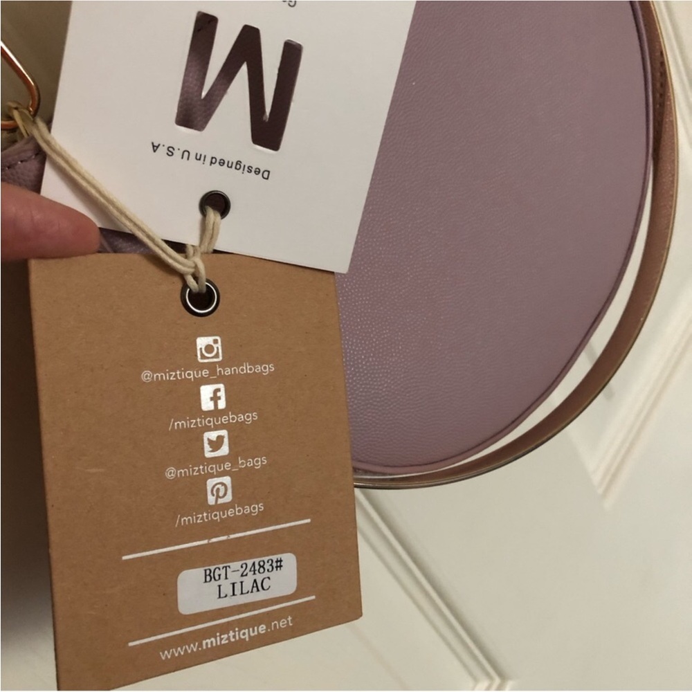 Pastel lilac Round Structured Semi Circle small Handbag Clutch Crossbody purse - Picture 3 of 13